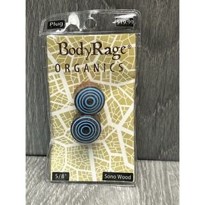 BodyRage Organics Wood Plug 5/8" Sono Wood Blue Target Design